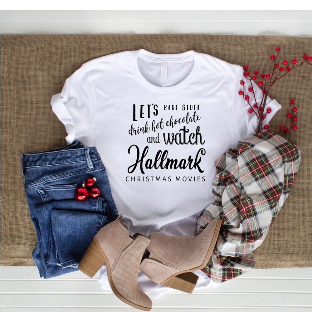 Hot Chocolate and Christmas Movies Handmade Tee - Picture 1 of 1
